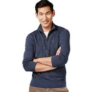 New 3098-2 Tommy Hilfiger Kenny Argyle Quarter Zip Sweater Deep Blue Heather, XL $89