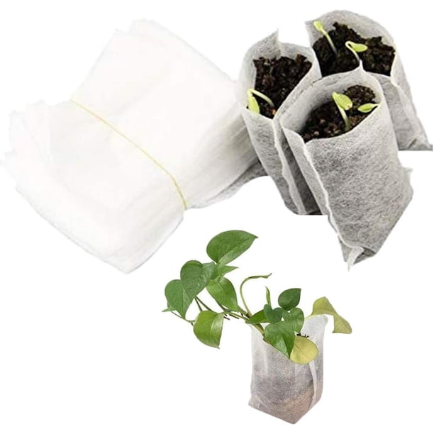 Paquete de 100 bolsas de plantación de tela no tejida, bolsas de plantación de tomate biodegradables, bolsas ambientales de crecimiento de plantas, macetas de plántulas de tela en frutas, verduras y TUNC Sencillez