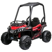 Aosom 12V Dual Motor Kids Electric Ride-on UTV Toy w/ MP3/USB Music, Red