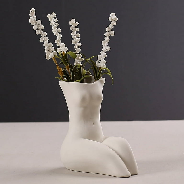 Modern Ceramic Body Shape Flower Vase Sculpture Home Desk Decor