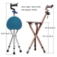 thumbnail image 3 of Bastón plegable con capacidad para 400 lb, ajustable, con asiento para personas de peso pesado, de aleación de aluminio grueso, con asiento tipo taburete, resistente (azul con luz LED)., 3 of 5