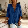 thumbnail image 6 of GUACER Women's 3/4 Sleeve Button Down Shirts Casual Linen Relaxed Fit Collared Summer Blouses Tops for Ladies, 6 of 7