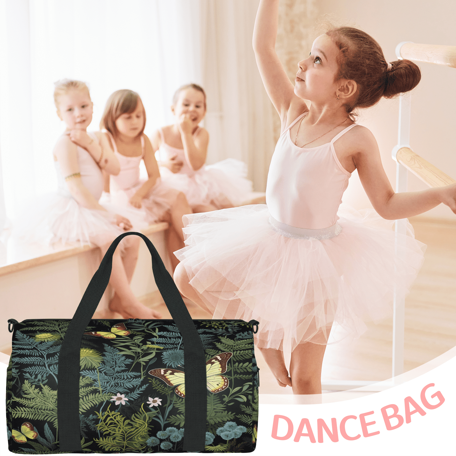 Herdesigns Fern Leaf Leaves Travel Duffle Bag Sports Yoga Weekender Overnight Carry on Workout Bags Lightweight Waterproof Gym Tote Bag for Women