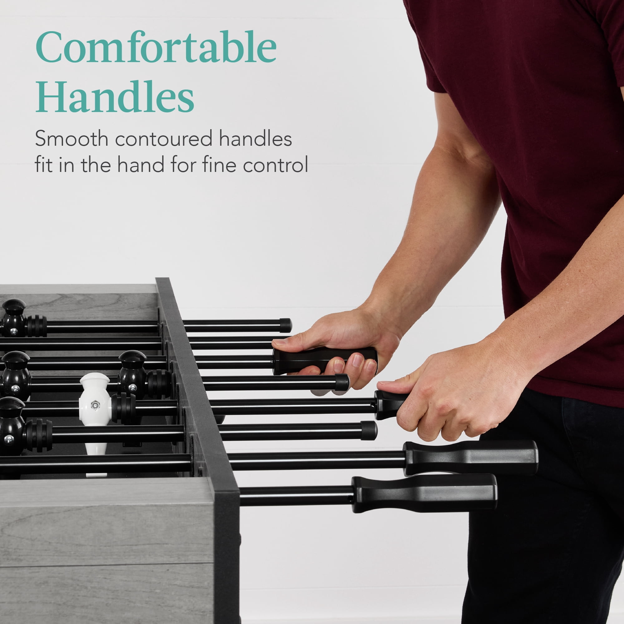 Best Choice Products Large 54in Full-Size Foosball Table for Home, Game Room w/ 2 Balls, 2 Cup Holders - Gray