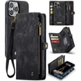 thumbnail image 1 of Wallet Case for iPhone 16 Pro Max, Zipper Purse Folio Leather Wallet with Card Holder Wrist Strap Detachable Magnetic Shockproof Protective Back Case for iPhone 16 Pro Max 6.9 inch, 1 of 9