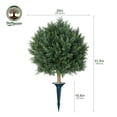 thumbnail image 3 of DR.Planzen Artificial 20 in Topiary Ball Trees, UV Resistant Faux Cedar Plants, Faux Cypress Evergreen Shrub Bush with 10.6in Twist-On Stake - For Front Porch Patio Garden Yard Decor Outdoor Use, 3 of 9