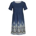 thumbnail image 4 of Vestidos Para Mujer Vestidos Casuales Estampado de Moda Causal Cuello Redondo Manga Corta Vestido Con Bolsillos de Vacaciones Odeerbi ODB158024, 4 of 7