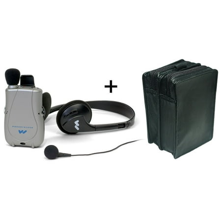 Pocketalker Ultra w-Earbud+Headphones + Leather Case- MaxiAids Bundle