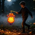 thumbnail image 3 of 1Pc Halloween Lighted Hanging Pumpkin Lantern, Pumpkin Halloween Wall Decor for Home Party Indoor Outdoor (Pumpkin), 3 of 7