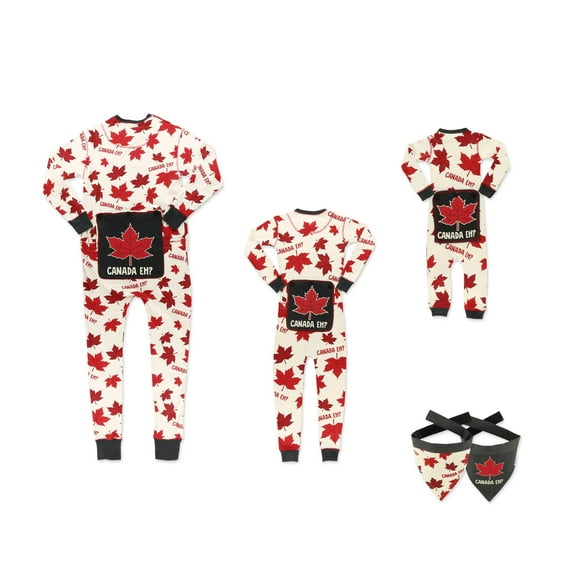 Lazy One Flapjacks, Matching Pajamas for The Dog, Baby Kids, Teens, and Adults (canada Eh, Small)