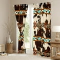 thumbnail image 3 of Feelyou Aztec Curtains Pack of 2 (42x84 Each), Brown Cow Print Curtains Blackout, 3 of 6