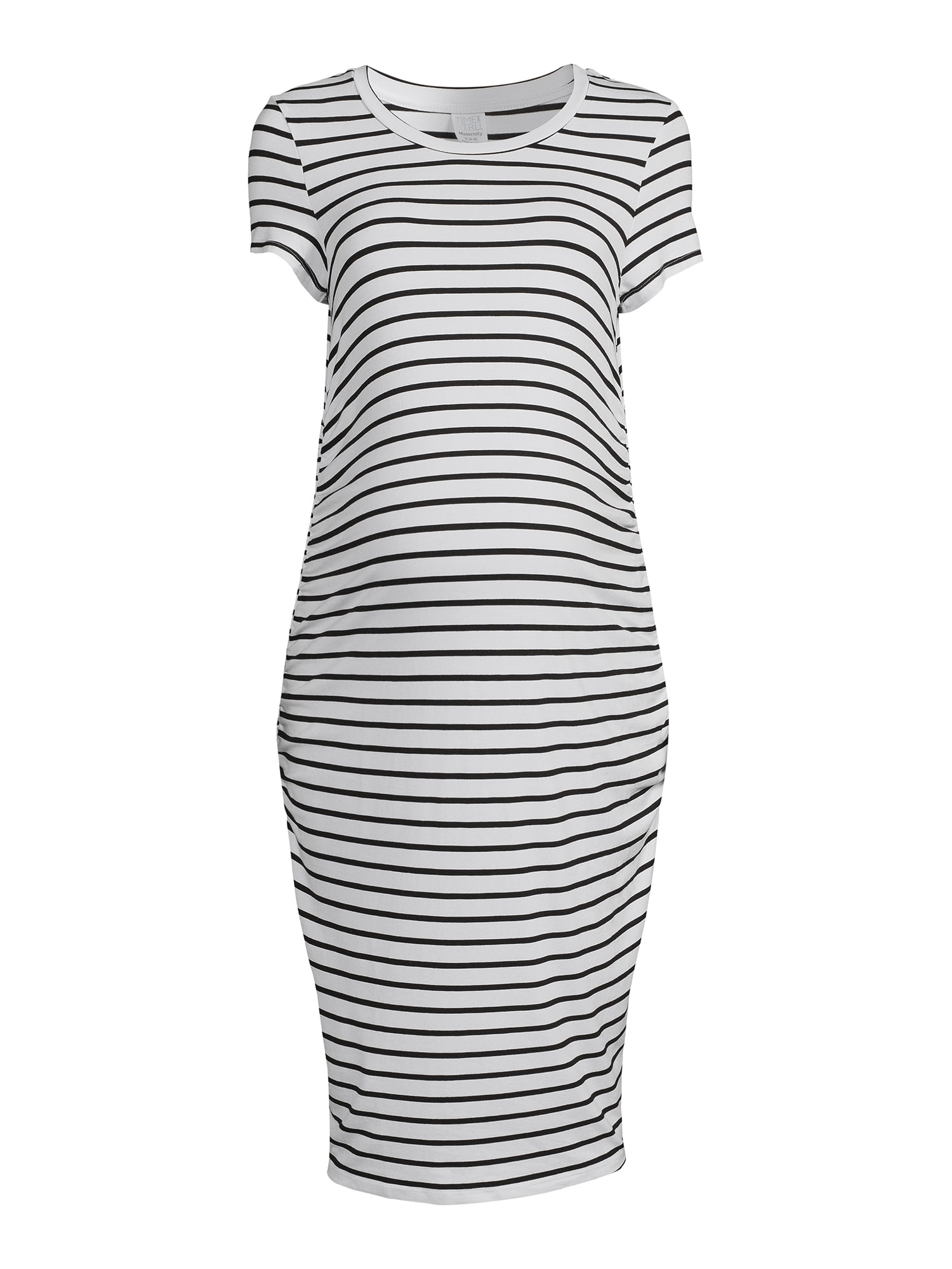 Time & Tru Women's Maternity Striped Dress with Ruched Sides - Soft & Comfortable - Walmart.com Time & Tru Women's Maternity Striped Dress with Ruched Sides - Soft & Comfortable - Walmart.com