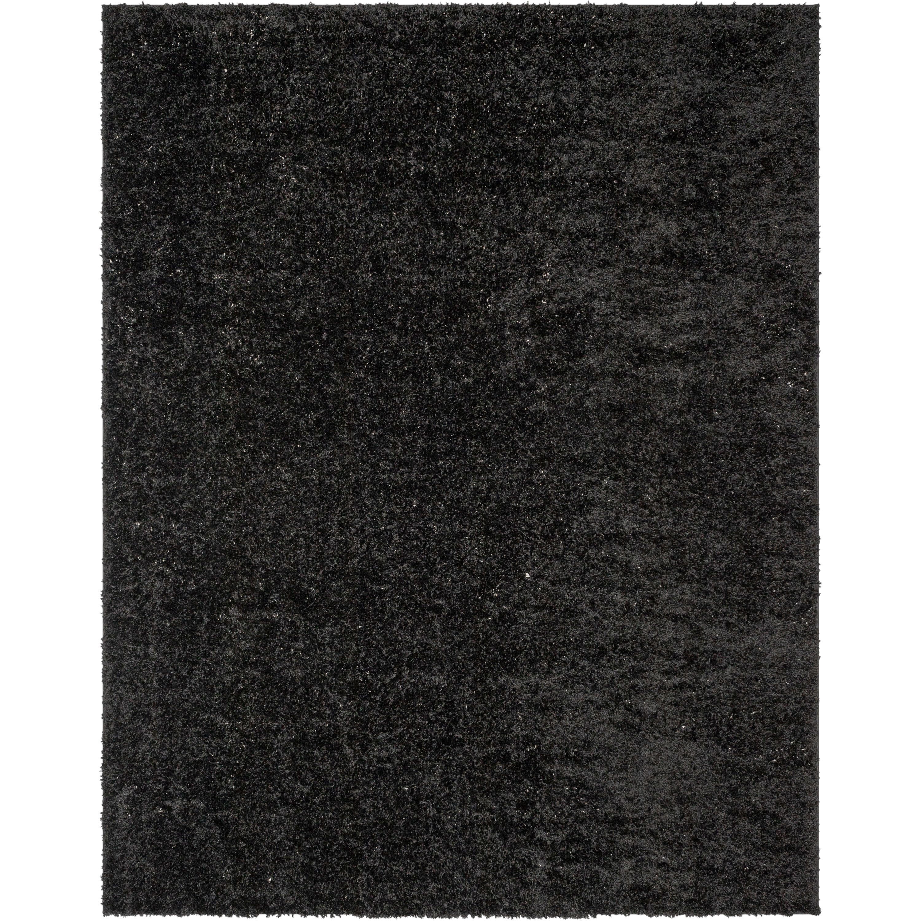 Well Woven Elle Basics | Emerson Shag Black | Textured Area Rug 3x5 (3'11" x 5'3")
