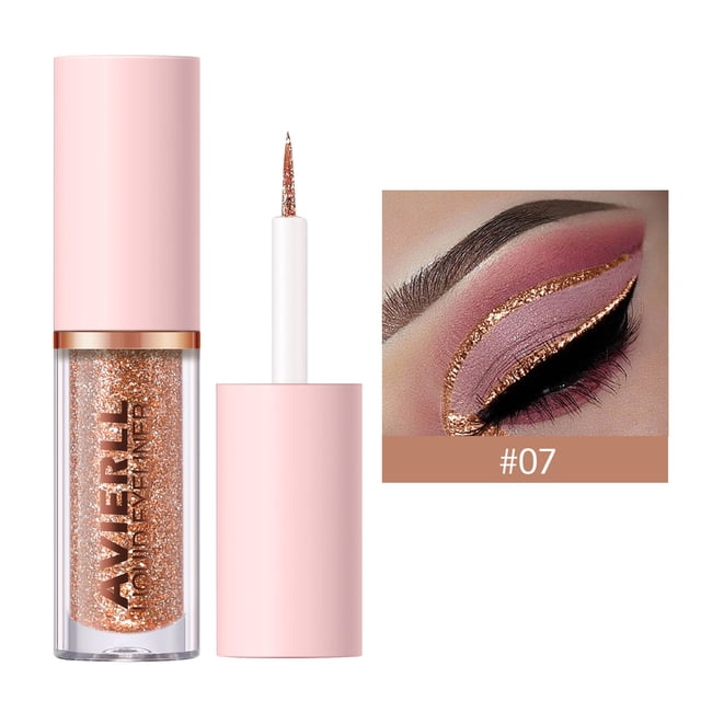 Fiudx Delinear Ojos Brillantes, Lápiz de Sombras Líquidas Perlado, Pincel Maquillaje de Punta Suave, Potenciador de Ojos Resistente Al Sudor, Uso Profesional Diario, Tendencia de Moda Femenina, Tamañ