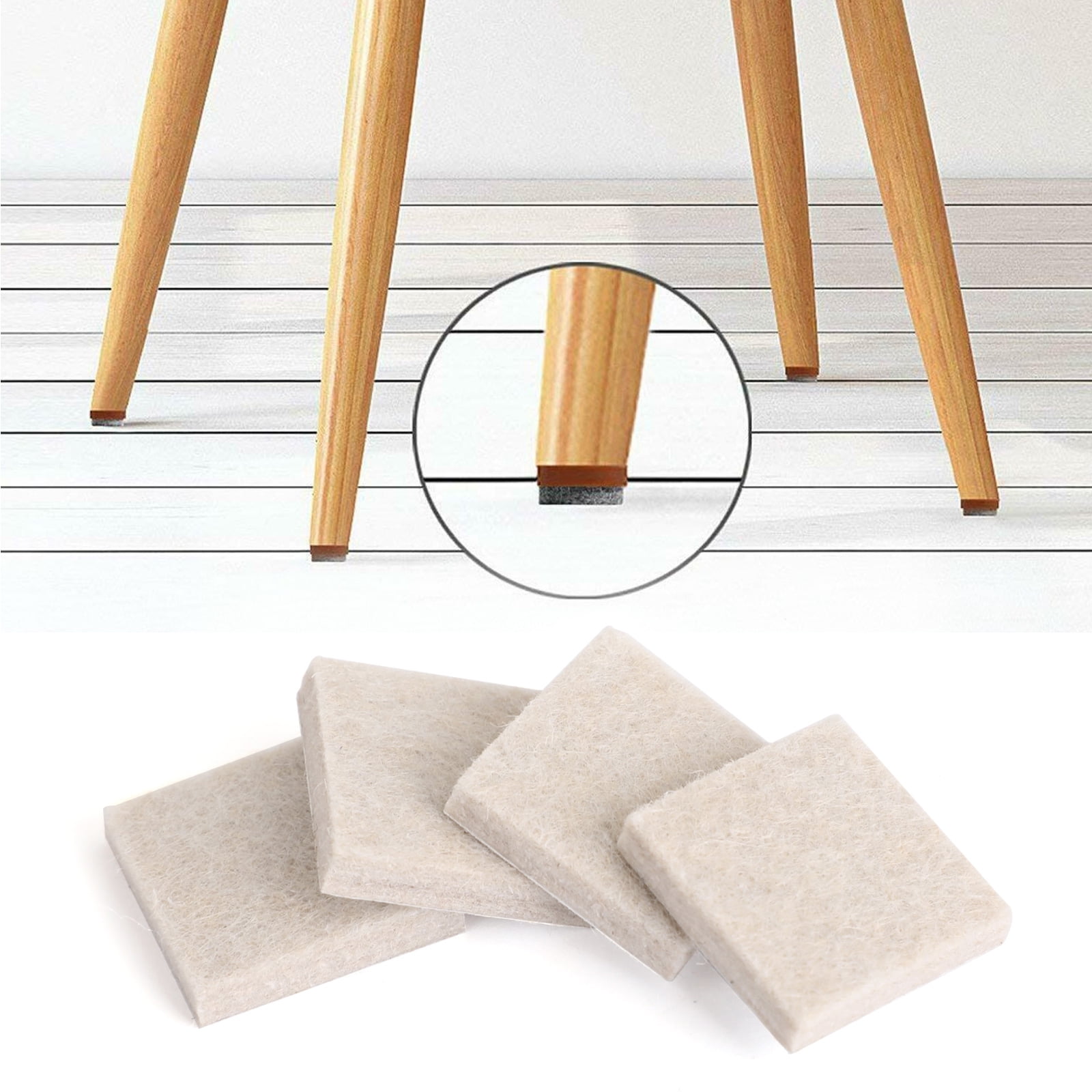 Areyourshop 4pcs Furniture Felt Pads Square Floor Protector Chair/Table Leg Sticky Back