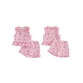 thumbnail image 2 of AceBaby Toddler Baby Girl Summer Outfits Sleeveless Bow Stripes Print Ruffle Tops and Shorts Set,Size 6M-4T, 2 of 9