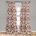 thumbnail image 2 of Floral Window Curtains, Spring Nature Style Watercolor Like Blossoming Pattern Print, Lightweight Decor 2-Panel Set with Rod Pocket, Pair of - 28"x84", Pistachio Green and Dark Pink, by Ambesonne, 2 of 3