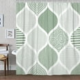 thumbnail image 2 of Green and Grey Shower Curtain, Mint Green Retro Bohemian Geometric Fabric Shower Curtains Set for Bathroom Decorative, Boho Modern Abstract Paisley Restroom Decor Accessories with Hooks 72X84 Inch, 2 of 6
