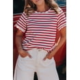 thumbnail image 2 of Casual Women's Red Stripe Scalloped Trim T-Shirt – Perfect for Daily Summer Wear, XL, 2 of 8