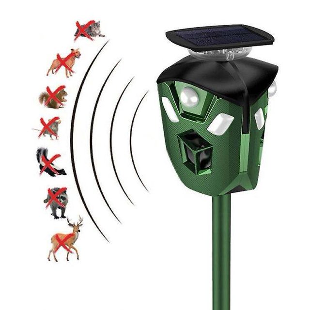 Repelente solar de animales con sensor de movimiento Repelente de gatos ultrasónico para exteriores Ahuyentador de ciervos y conejos a prueba de agua para jardín, repeler perros, mapaches, z
