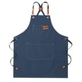 thumbnail image 4 of predolo Canvas Apron Carpentry Apron Adjustable with Pocket Canvas Cross Back Chef Apron Blue, 4 of 8