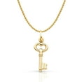 thumbnail image 1 of 14K Yellow Gold Plain Key Charm Pendant with 1.4mm Flat Open Wheat Chain Necklace - 22", 1 of 6
