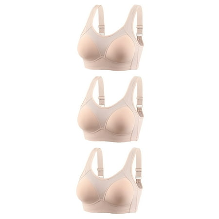 Virmaxy Womens Nursing Bras 3pc Non Steel Ring Gathering Breastfeeding Bra Slip And Polishing Daily Bra Daily Bra Daily Bra Nursing Bras for Breastfeeding and Breast Pumping Khaki-A S