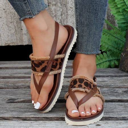 

Tdoqot Women s Flat Sandals- Comfy Dressy Summer Womens Sandals Brown Size 7