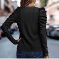 thumbnail image 6 of Royisotas Black Tops Women Casual Long Sleeve Fall and Winter Plain Women's Shirts Loose Fit Puffy Sleeve Crew Neck Velvet Tshirts, 6 of 6
