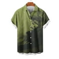 thumbnail image 3 of Fnooota Men's Button Down Shirts, Vacation Short Sleeve Colored Beach Summer Shirts Army Green Size M, 3 of 5