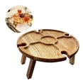 thumbnail image 2 of Snack Mesa De Madera Alta Capacidad De Carga Copa De Vino Soporte De Madera Soporte De Vino Portátil Escritorio Redondo Para Acampar Picnic Al Aire Libre 5 Compartimentos Yuarrent HA013184-00, 2 of 7