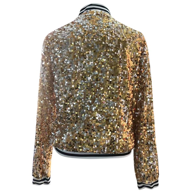 Anna-Kaci Women's Sequin Bomber Jacket – Sparkly Varsity Zip Up Coat For Concerts, Parties, Casual Wear