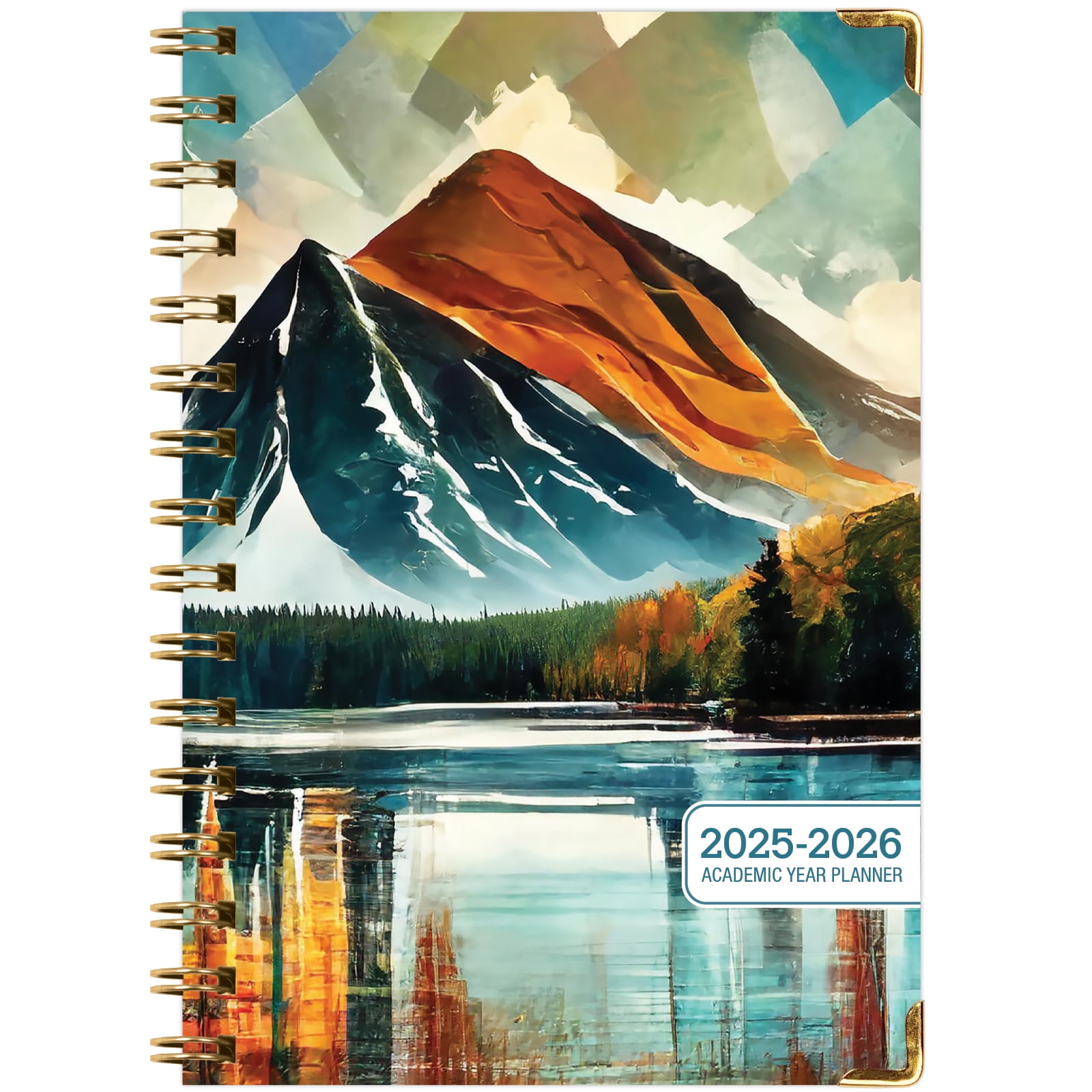 Academic Planner 2025-2026, Daily Weekly Monthly Yearly Planner, June 2025 - July 2026, 14 months, 5.5"x8", Bookmark, Pocket Folder and Sticky Note Set (Lake View)