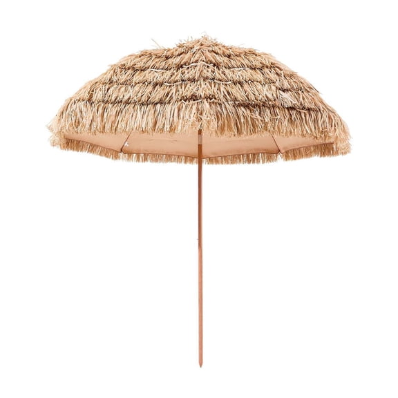 Wqmh Tiki Umbrella, 8 ft Thatched Patio Umbrella with Tilt, Hawaiian Style Beach Parasol with Durable PP Thatch 8 Metal Ribs, Grass Pool Umbrellas for Beach, Patio, Poolside, Backyard & Garden