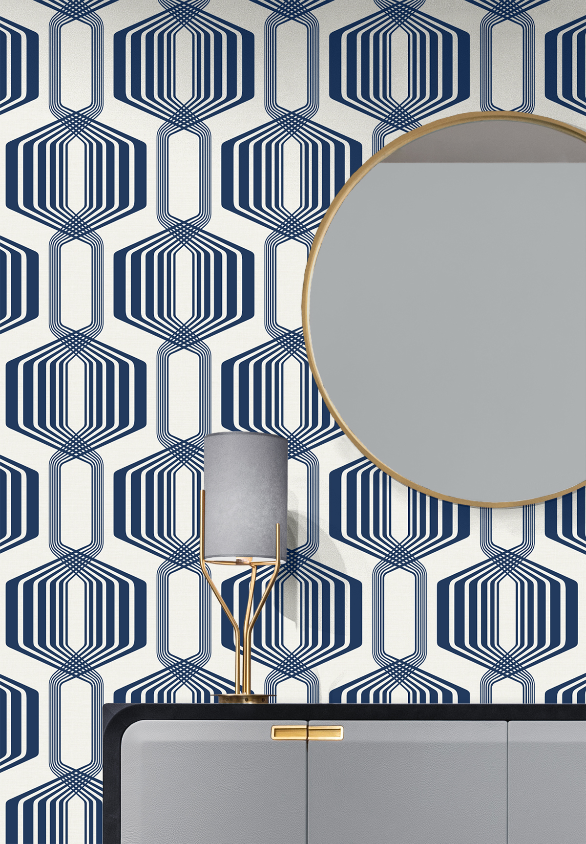 NextWall Blue Sapphire Striped Geo Peel and Stick Wallpaper