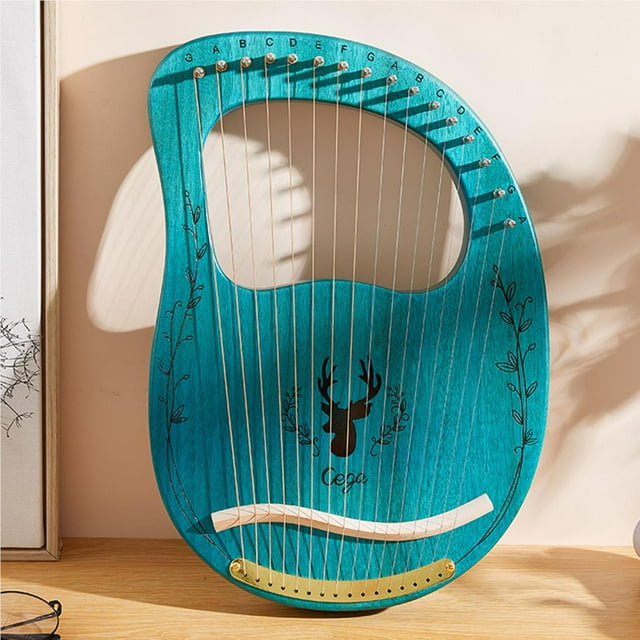 stanreset Harpe de Lyre Portable Harpe à 16 Cordes Petite Harpe Instrument de Musique Son Stable Harpe Bleue