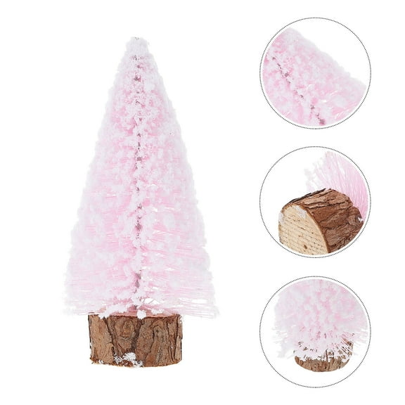 FRCOLOR Flocked Miniature Christmas Tree with Realistic Pine Needles and Wood Base for 6.5 Inches