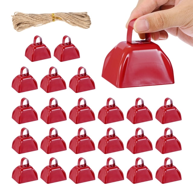 PATIKIL 24 cencerros metálicos rojos de 7,5 x 7,4 cm con cuerda