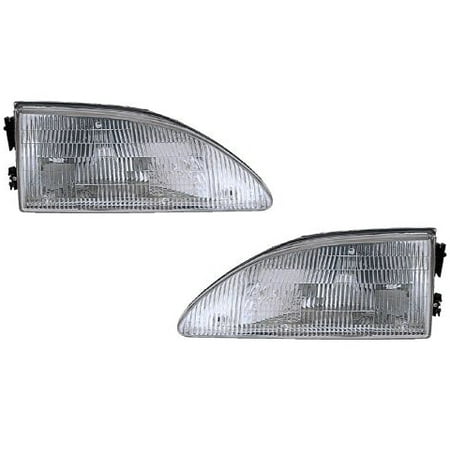 Headlight Lamp Set - 1994-1998 Ford Mustang Headlight Set w/Xenon Bulbs Left Right Headlamps Assembly FO2502130 & FO2503130