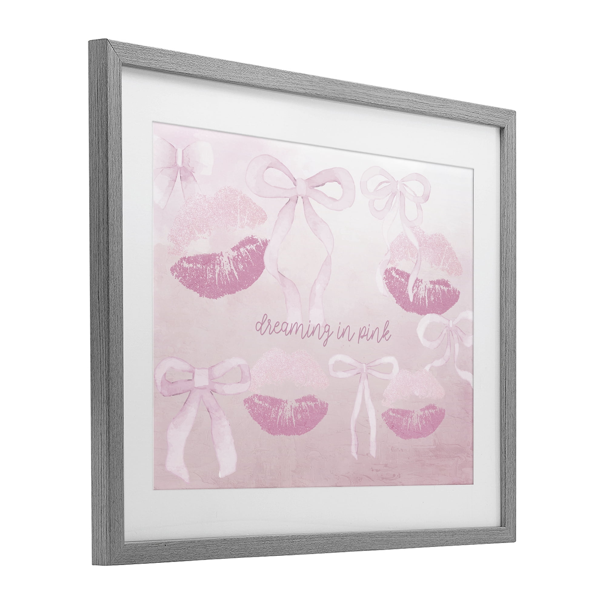 Dreaming In Pink Gray Framed Print Under Glass, design by Kim Allen