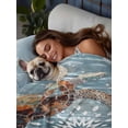 thumbnail image 3 of Blue Sea Turtle Coastal Flat Sheets Only Queen Size, Soft Breathable Bed Top Sheets for Mattress, Summer Beach Nautical Starfish Coral Luxury Bedding Flat Sheets for Home Hotel Bedroom Bed Protection, 3 of 9