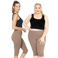 thumbnail image 2 of Stretch Is Comfort Women's Cotton/Spandex Plus Size Knee Length Leggings Mocha 3X, 2 of 6