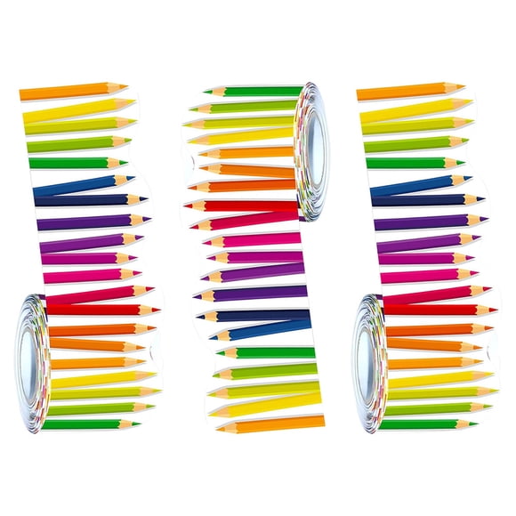 Moluckfu Pegatinas De Borde Decorativo Para Aula Con De Lápiz Multicolor Adhesivo Autoadherente