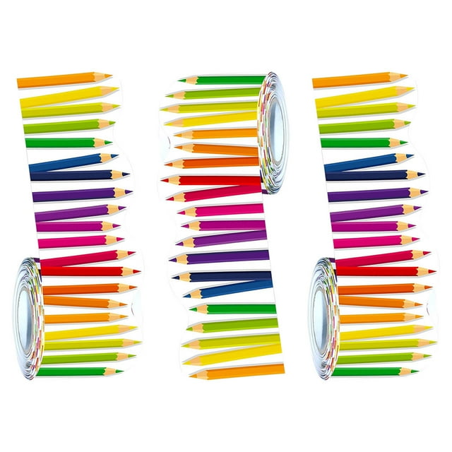 Moluckfu Pegatinas De Borde Decorativo Para Aula Con De Lápiz Multicolor Adhesivo Autoadherente