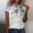 thumbnail image 1 of RT5YKing T-Shirts d'Été à Col Rond Imprimés pour Femmes Blouse à Manches Courtes Décontractée Hauts à Imprimé Floral pour Femmes, 1 of 6