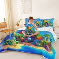 thumbnail image 3 of Feelyou Cartoon Dinosaur Letter K Print Bedding Comforter Set for Boys Girls, Cute Animal King Bedding Sets, Blue, Polkadot Reversible, 7 Pieces, 3 of 7
