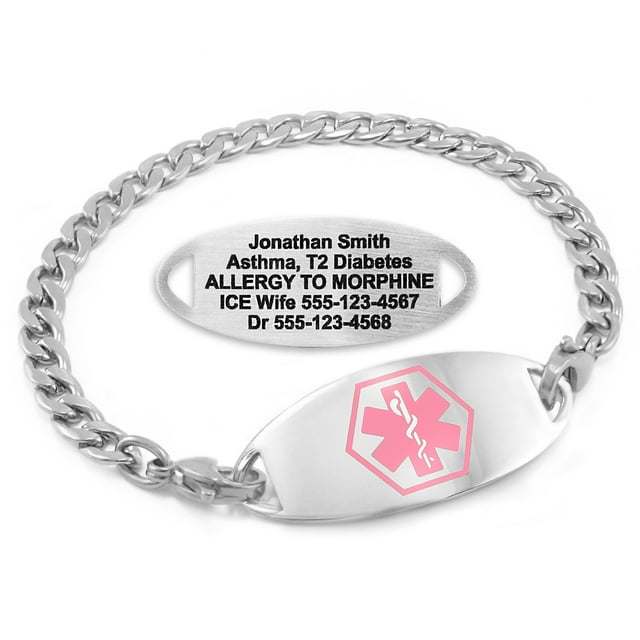 MedicEngraved Stainless Steel Custom Medical Alert Bracelet - 5mm Curb Link