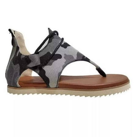 

BYSGT Flats Flip Flops Camouflage Non Slip Breathable Women Roman Sandals