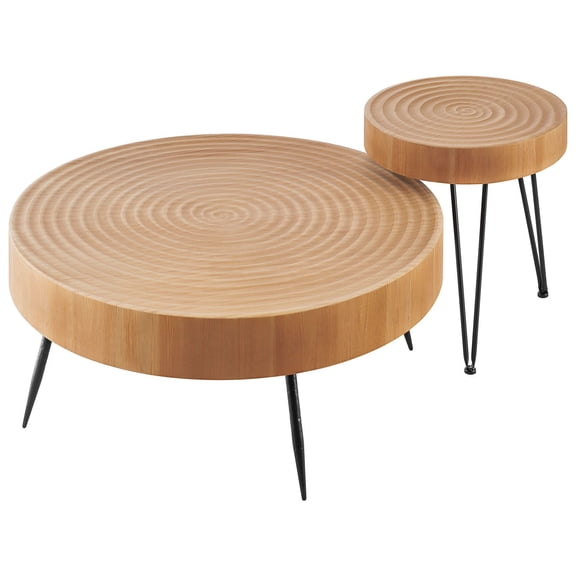 31.3" Round Coffee Table Set of 2, Includes 1 End Table, Living Room Essentials