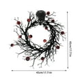 thumbnail image 3 of EUDIDV Ghost Lights Black Halloween Door Wreath With Rose 15in Halloween Wreath For Front Door Black Wreath For Gothic Halloween Home Decor Decorative Lights, 3 of 7
